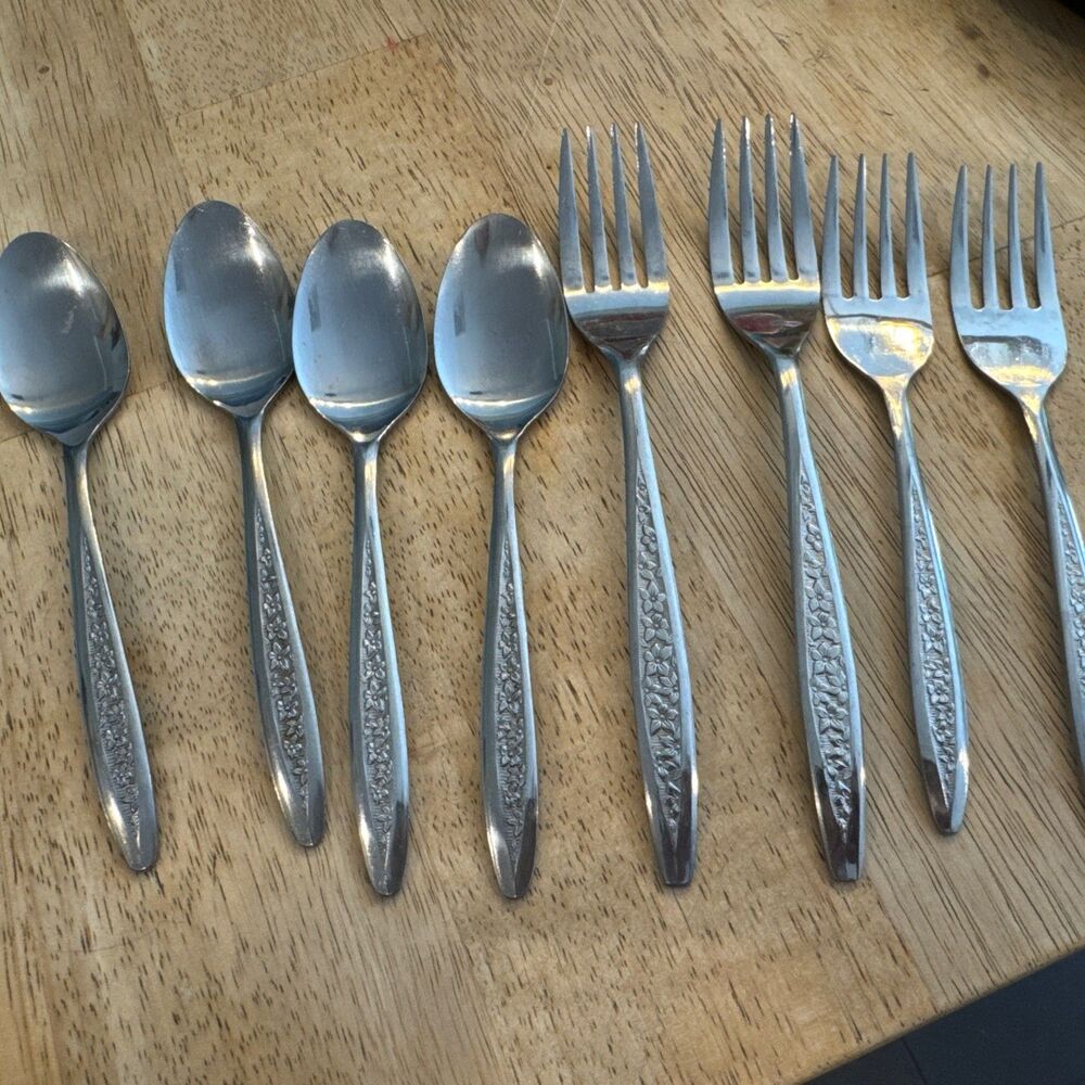 Customcraft Stainless PETAL LANE / CUS5 pattern MCM vintage Spoons And Forks
